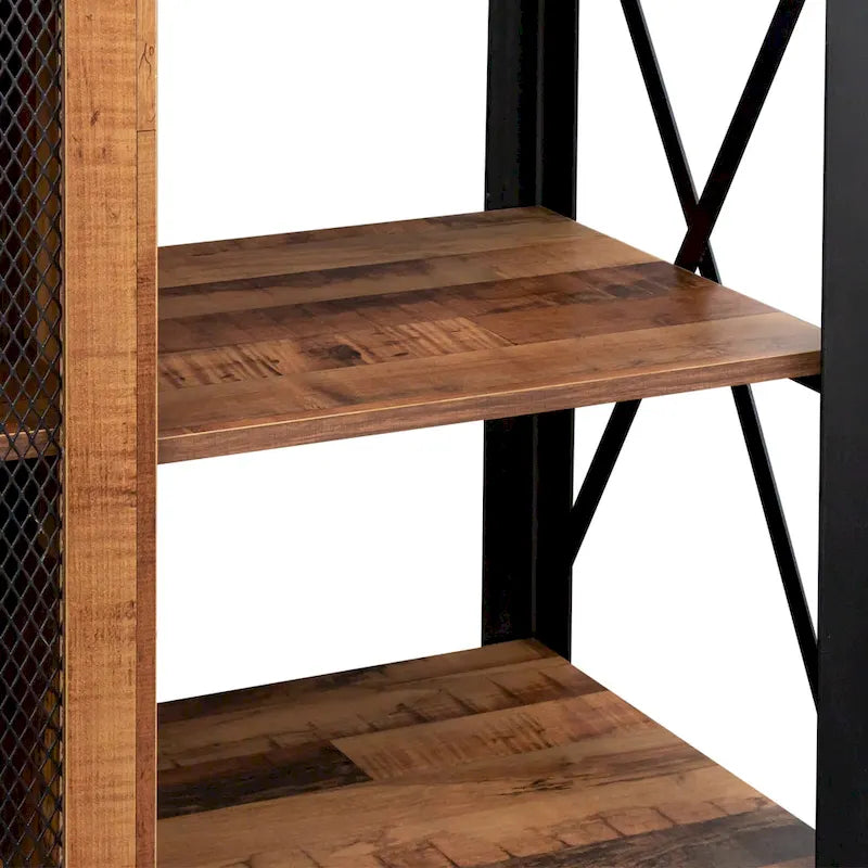 Meuble TV de ferme de 80 pouces, meuble de télévision moderne horizontal en bois et métal avec étagère ouverte