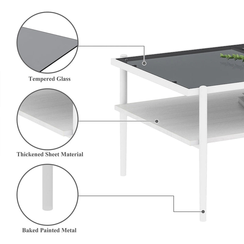 Table en verre trempé avec couche MDF, Tables modernes pour salon, Verre gris