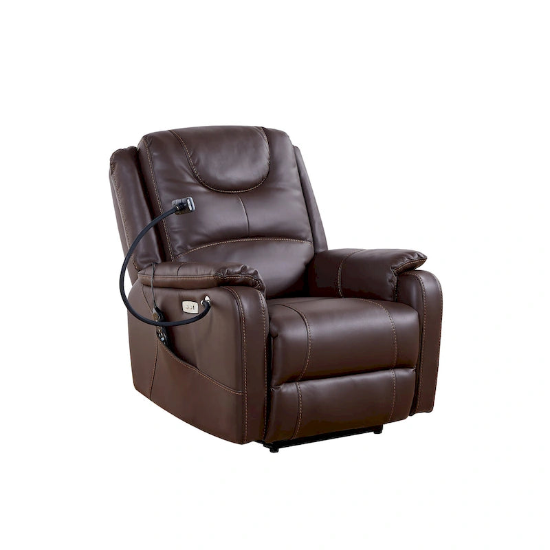 Fauteuil inclinable électrique zéro gravité en cuir reconstitué avec massage et chauffage