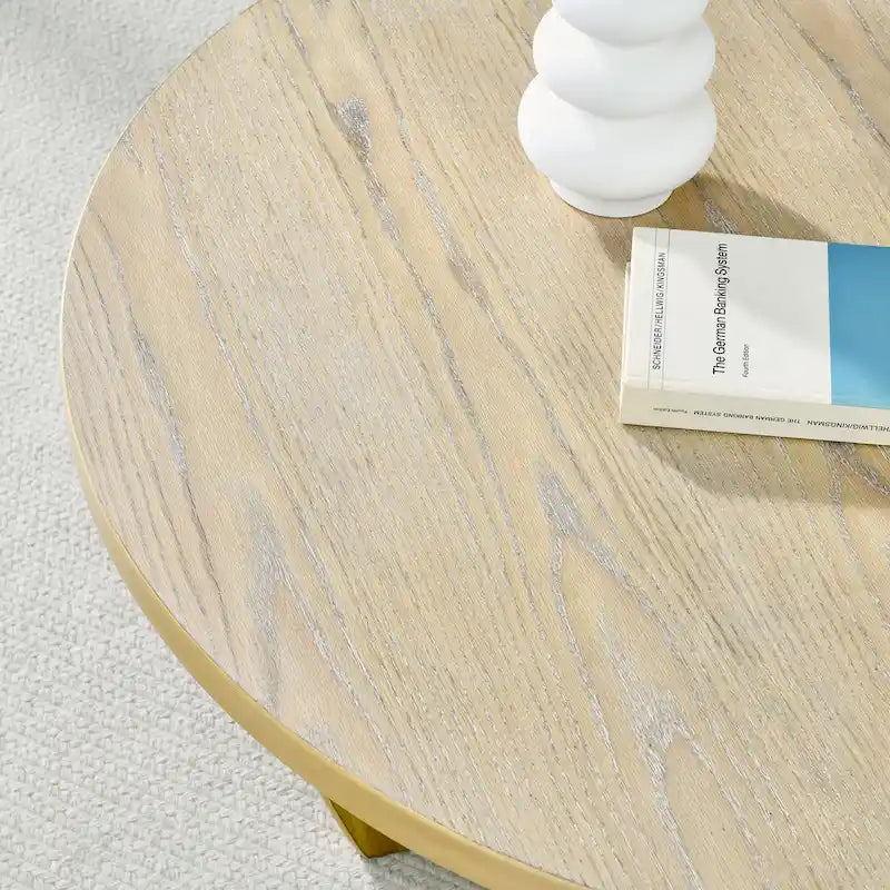 Table basse ronde en bois de 36 po