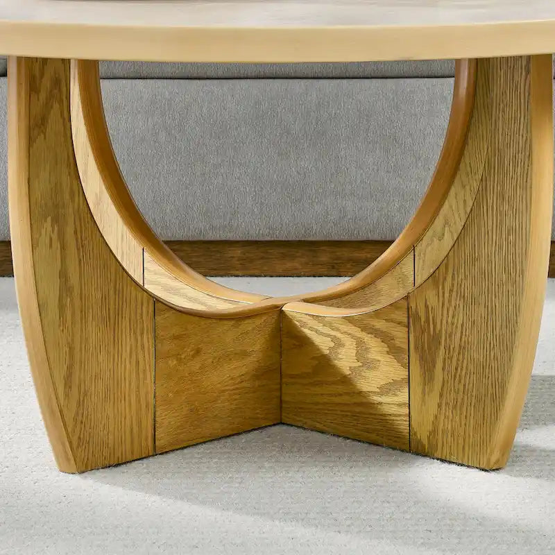 Table basse ronde en bois de 36 po