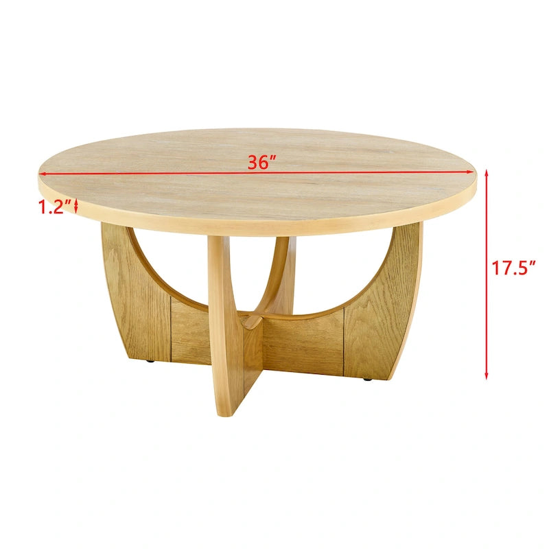 Table basse ronde en bois de 36 po