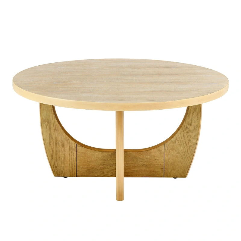 Table basse ronde en bois de 36 po