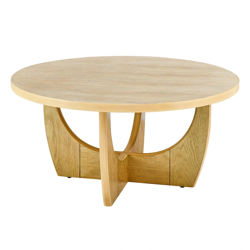 Table basse ronde en bois de 36 po