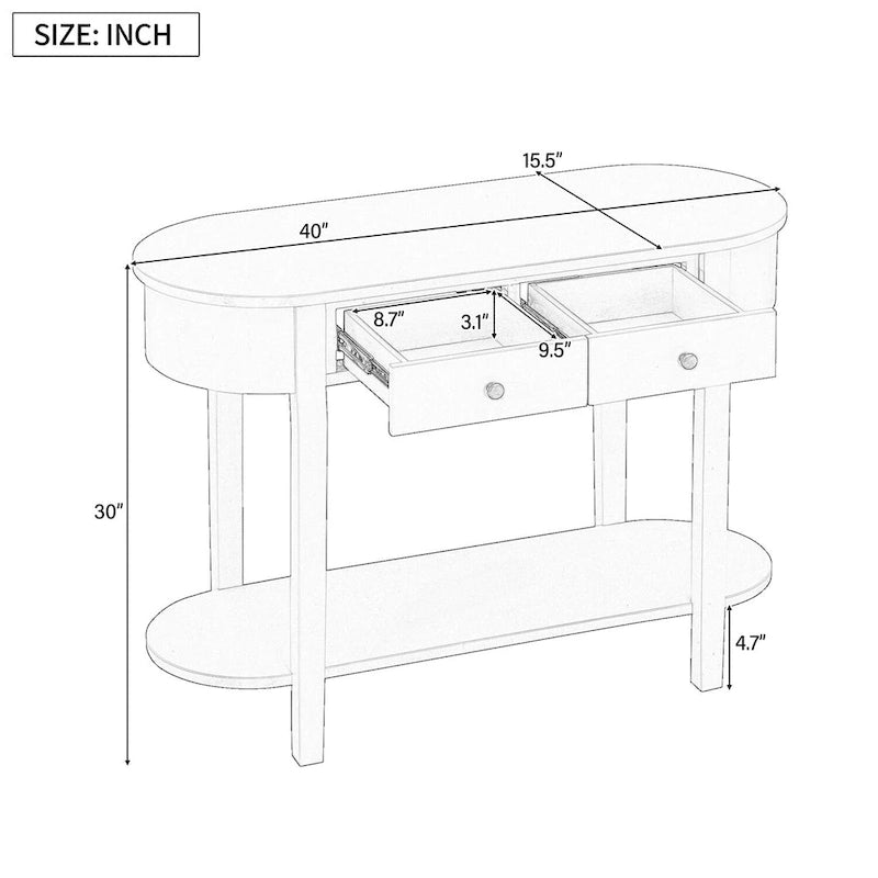 Console vintage, Table d'appoint brillante pour entrée et salon
