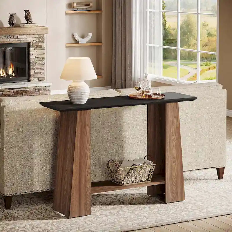 Table console/canapé moderne du milieu du siècle avec rangement pour entrée (47 po)