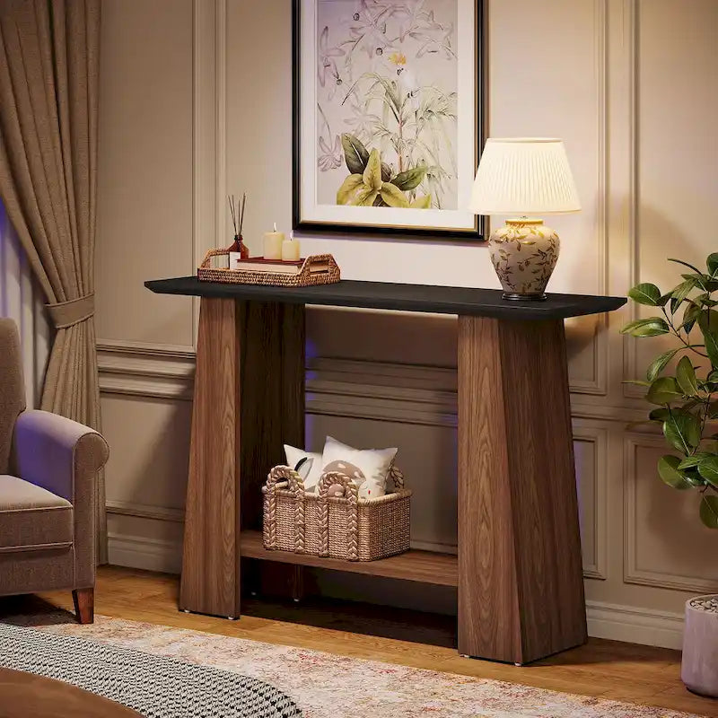 Table console/canapé moderne du milieu du siècle avec rangement pour entrée (47 po)