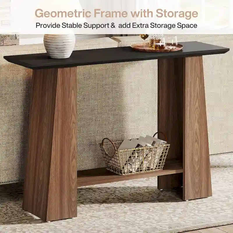 Table console/canapé moderne du milieu du siècle avec rangement pour entrée (47 po)