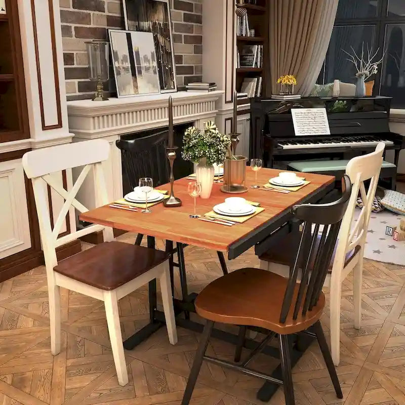 Table à manger convertible polyvalente au design industriel rustique pour les petits espaces