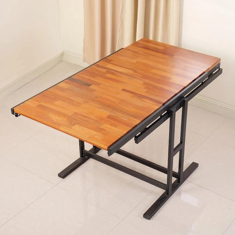 Table à manger convertible polyvalente au design industriel rustique pour les petits espaces