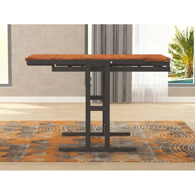 Table à manger convertible polyvalente au design industriel rustique pour les petits espaces