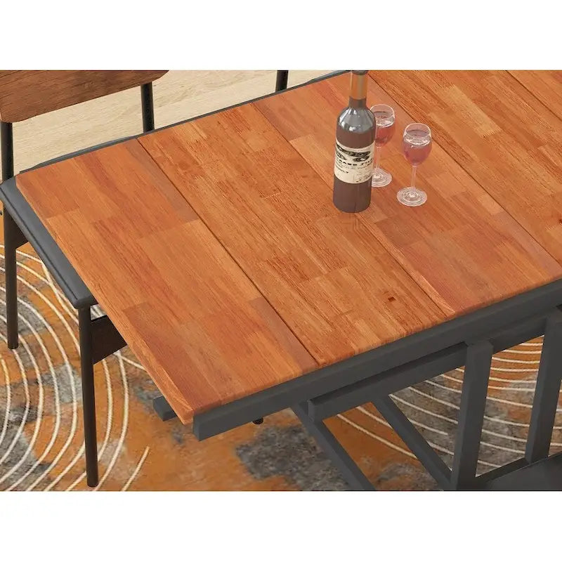 Table à manger convertible polyvalente au design industriel rustique pour les petits espaces