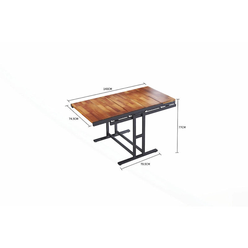 Table à manger convertible polyvalente au design industriel rustique pour les petits espaces