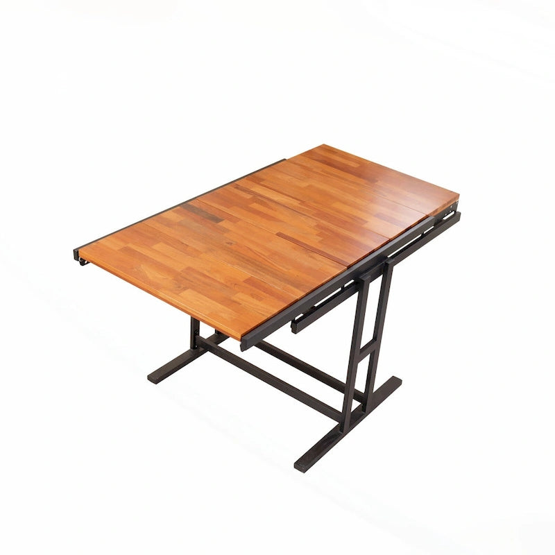 Table à manger convertible polyvalente au design industriel rustique pour les petits espaces