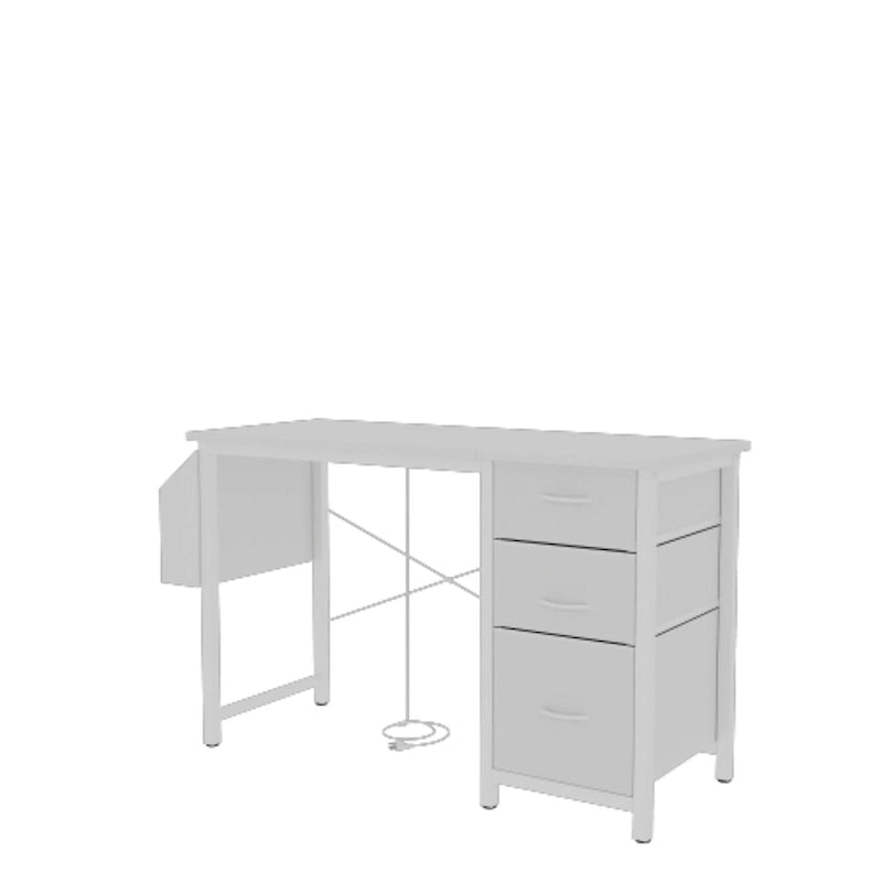 Bureau de 47 po, moderne, réversible, avec huche, 3 tiroirs, prises de courant et poches latérales