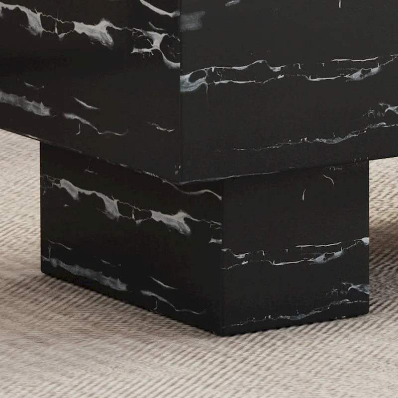 Table basse en MDF de 43,3 po avec texture marbre noir et capacité de charge de 300 lb