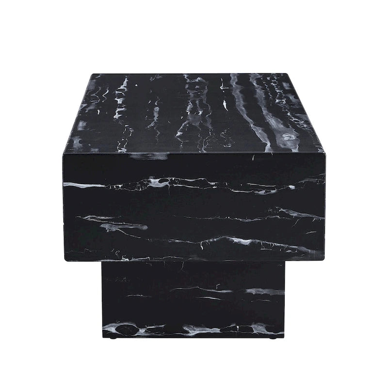 Table basse en MDF de 43,3 po avec texture marbre noir et capacité de charge de 300 lb