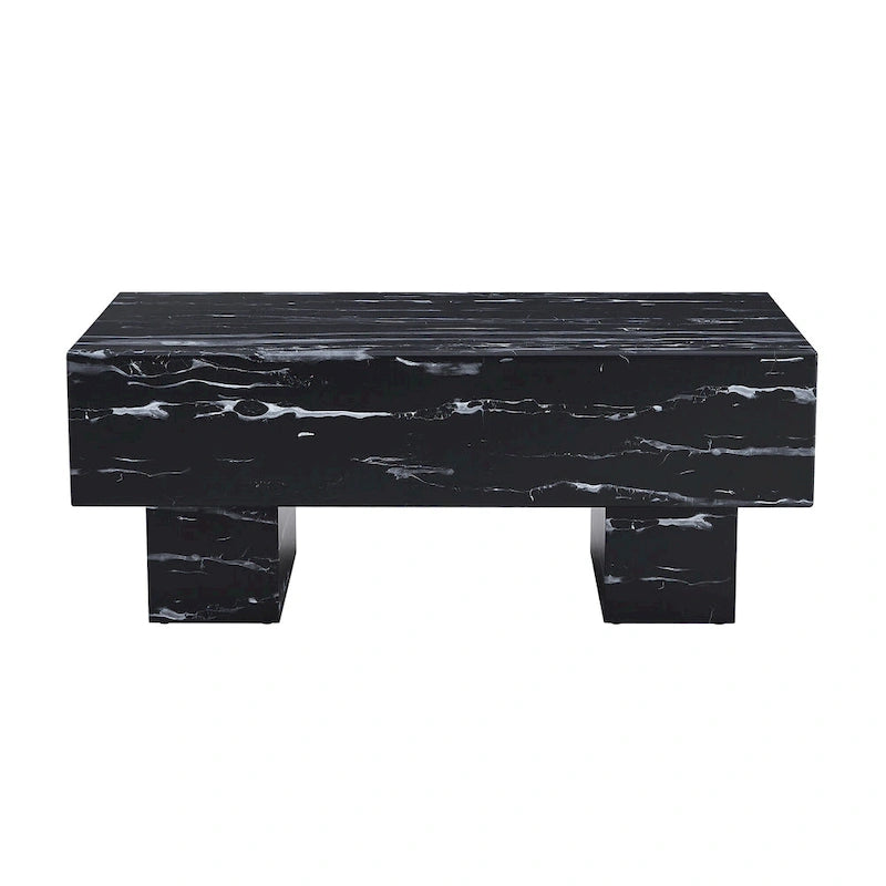 Table basse en MDF de 43,3 po avec texture marbre noir et capacité de charge de 300 lb
