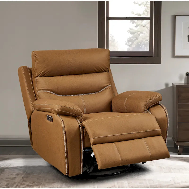 Fauteuil inclinable gris à deux moteurs avec pivotement à 240°, fonction à bascule, connectivité USB et appui-tête réglable