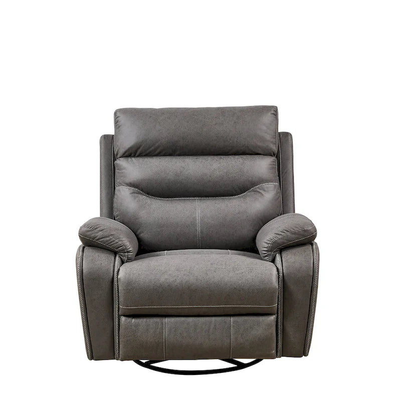 Fauteuil inclinable gris à deux moteurs avec pivotement à 240°, fonction à bascule, connectivité USB et appui-tête réglable