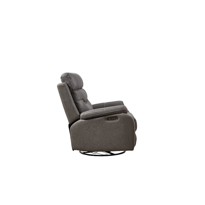 Fauteuil inclinable gris à deux moteurs avec pivotement à 240°, fonction à bascule, connectivité USB et appui-tête réglable