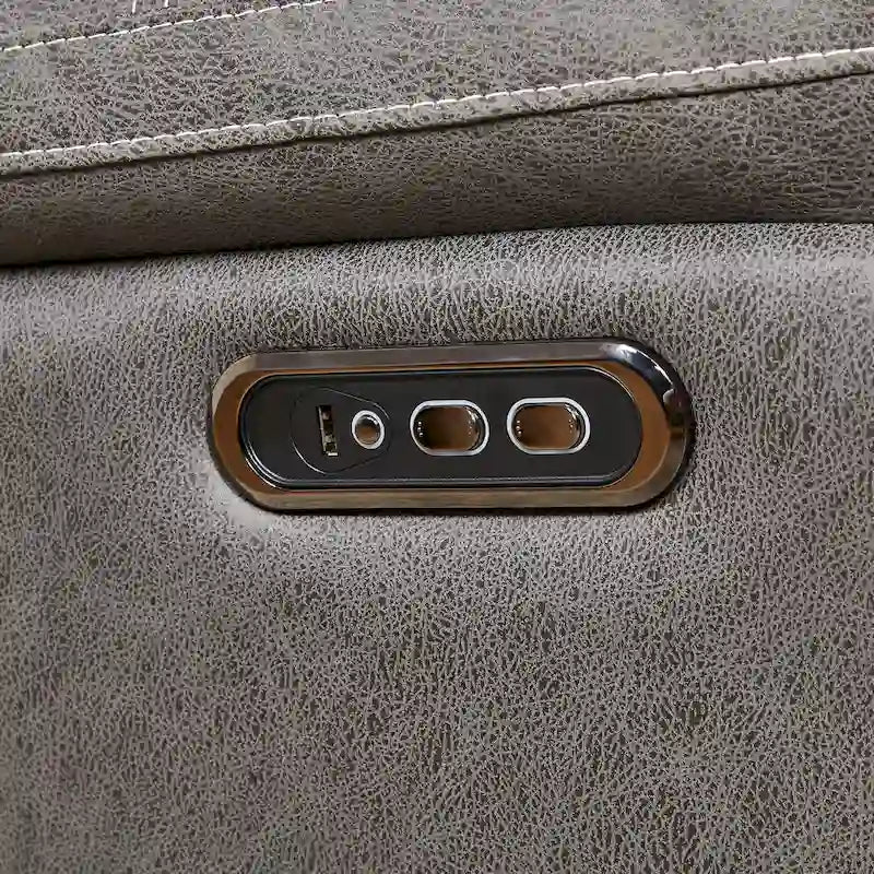 Fauteuil inclinable gris à deux moteurs avec pivotement à 240°, fonction à bascule, connectivité USB et appui-tête réglable
