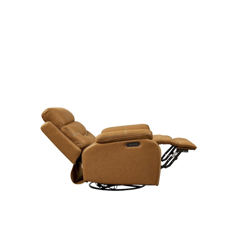 Fauteuil inclinable gris à deux moteurs avec pivotement à 240°, fonction à bascule, connectivité USB et appui-tête réglable