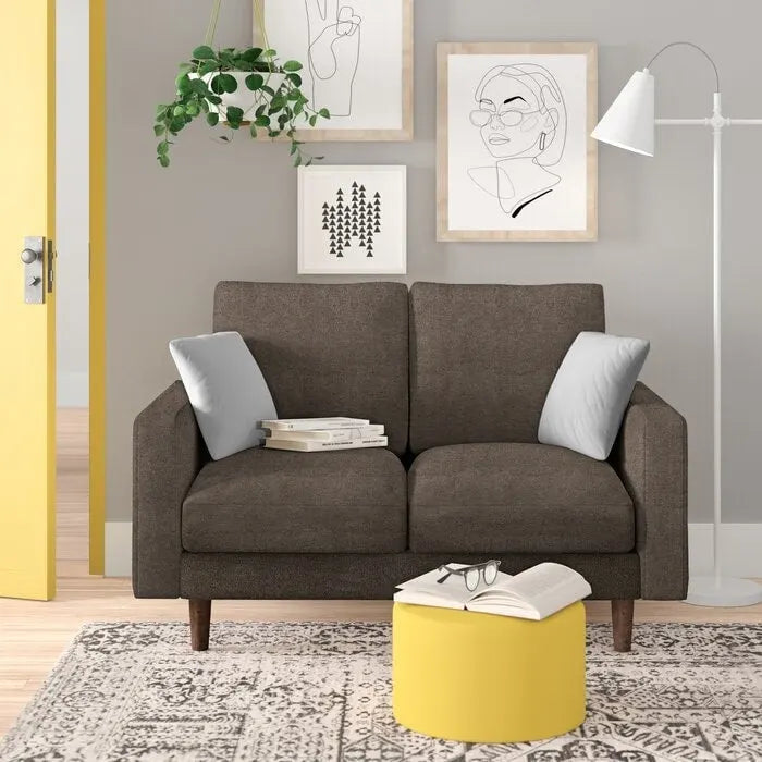 Causeuse en velours à accoudoirs carrés de 50,4 po avec coussins décoratifs
