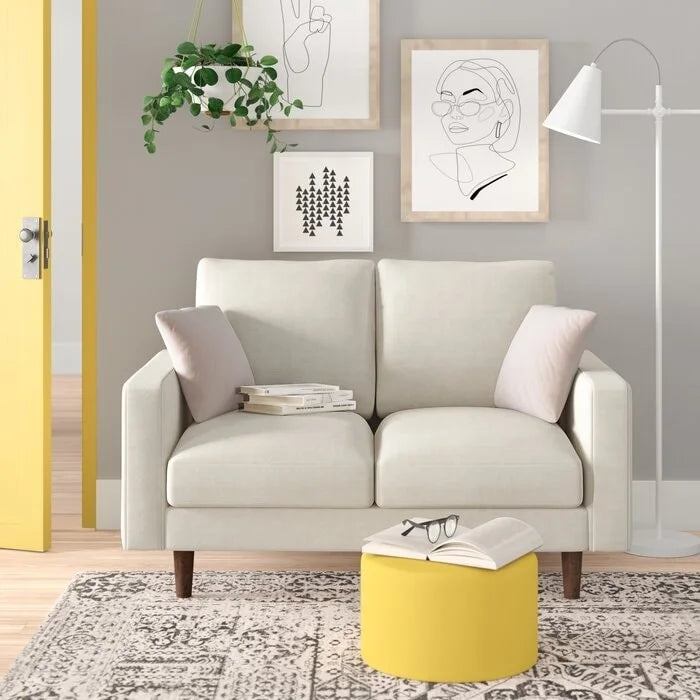 Causeuse en velours à accoudoirs carrés de 50,4 po avec coussins décoratifs