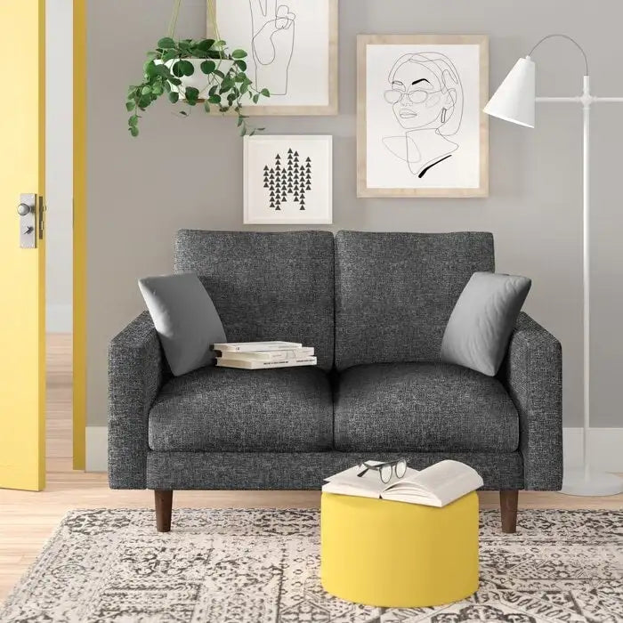 Causeuse en velours à accoudoirs carrés de 50,4 po avec coussins décoratifs