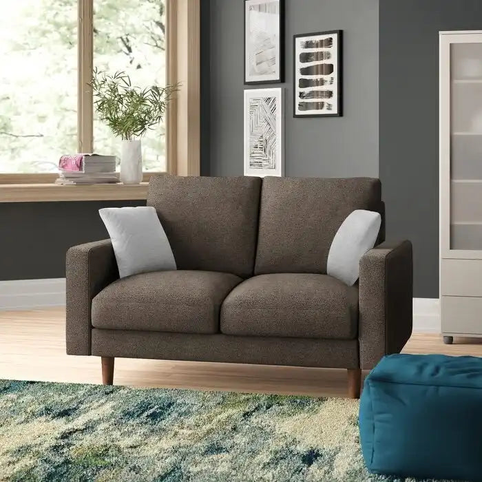 Causeuse en velours à accoudoirs carrés de 50,4 po avec coussins décoratifs