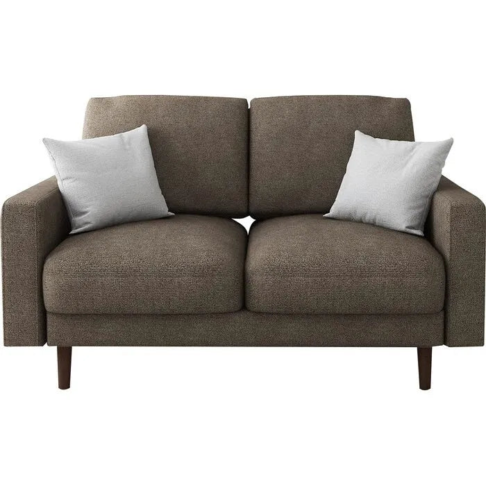 Causeuse en velours à accoudoirs carrés de 50,4 po avec coussins décoratifs