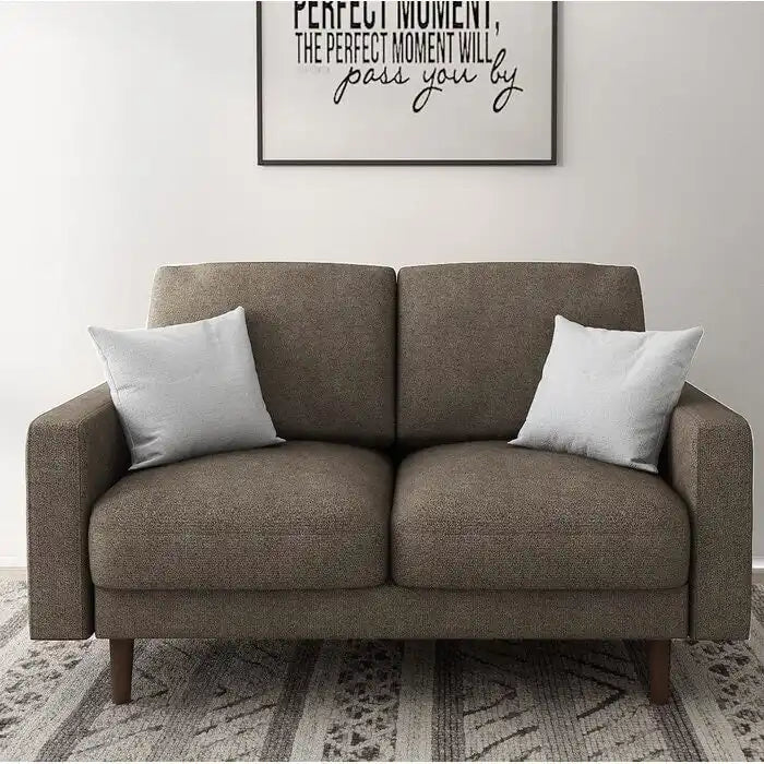 Causeuse en velours à accoudoirs carrés de 50,4 po avec coussins décoratifs