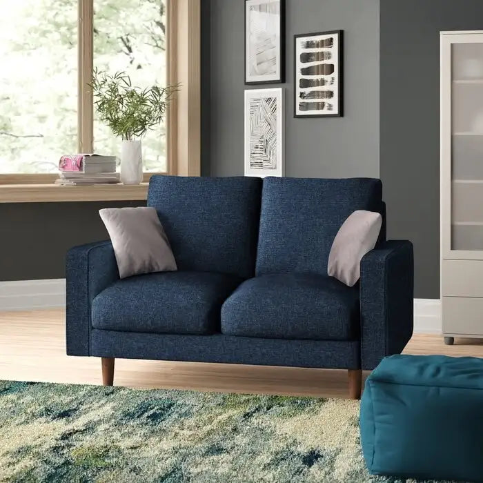 Causeuse en velours à accoudoirs carrés de 50,4 po avec coussins décoratifs