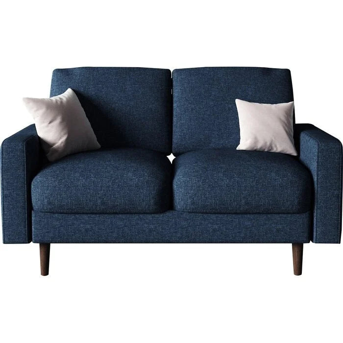 Causeuse en velours à accoudoirs carrés de 50,4 po avec coussins décoratifs