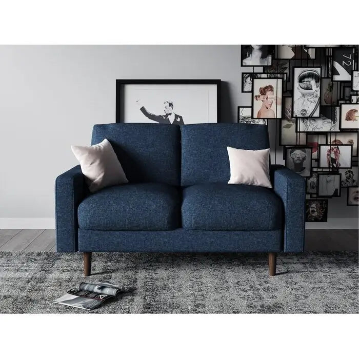 Causeuse en velours à accoudoirs carrés de 50,4 po avec coussins décoratifs
