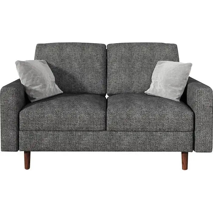 Causeuse en velours à accoudoirs carrés de 50,4 po avec coussins décoratifs