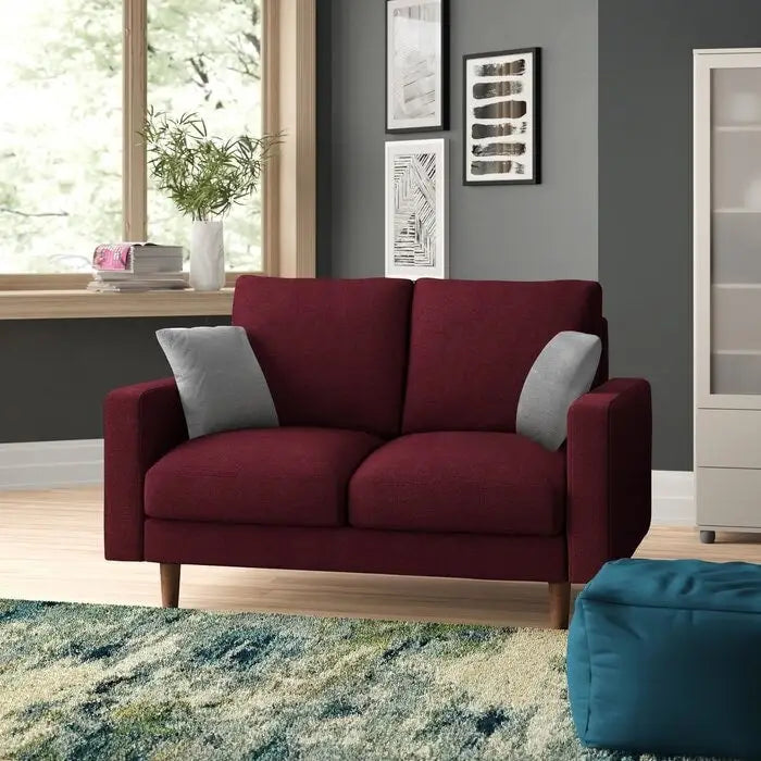 Causeuse en velours à accoudoirs carrés de 50,4 po avec coussins décoratifs
