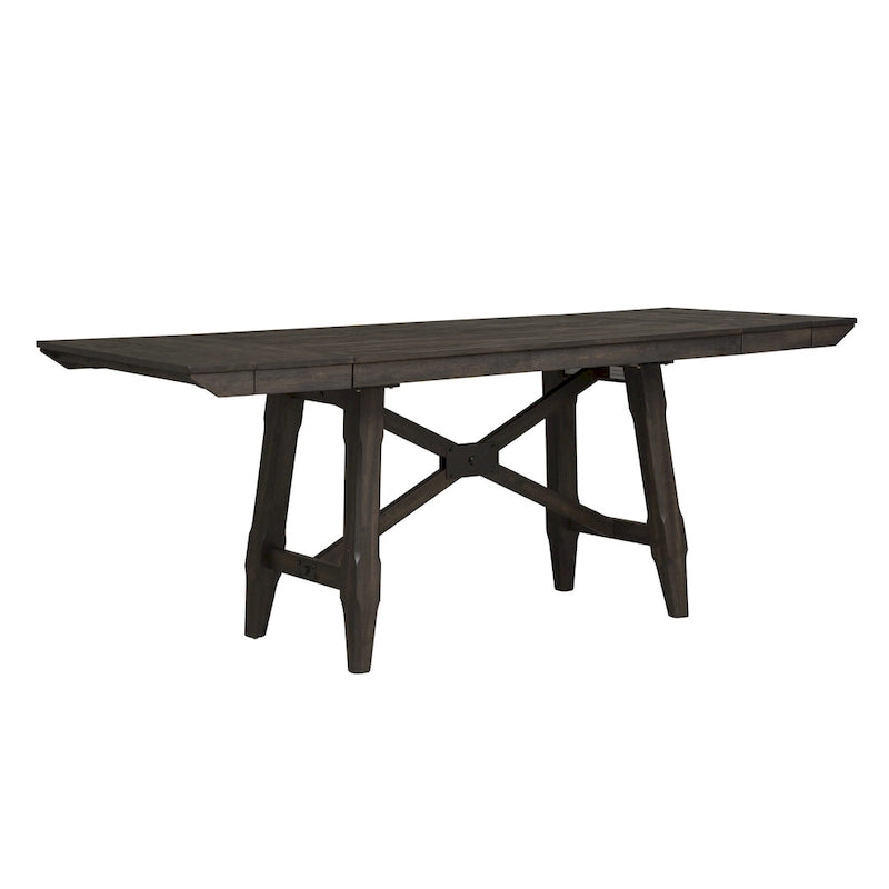 Ensemble table et tréteaux Châtaigne Foncée Double Pont