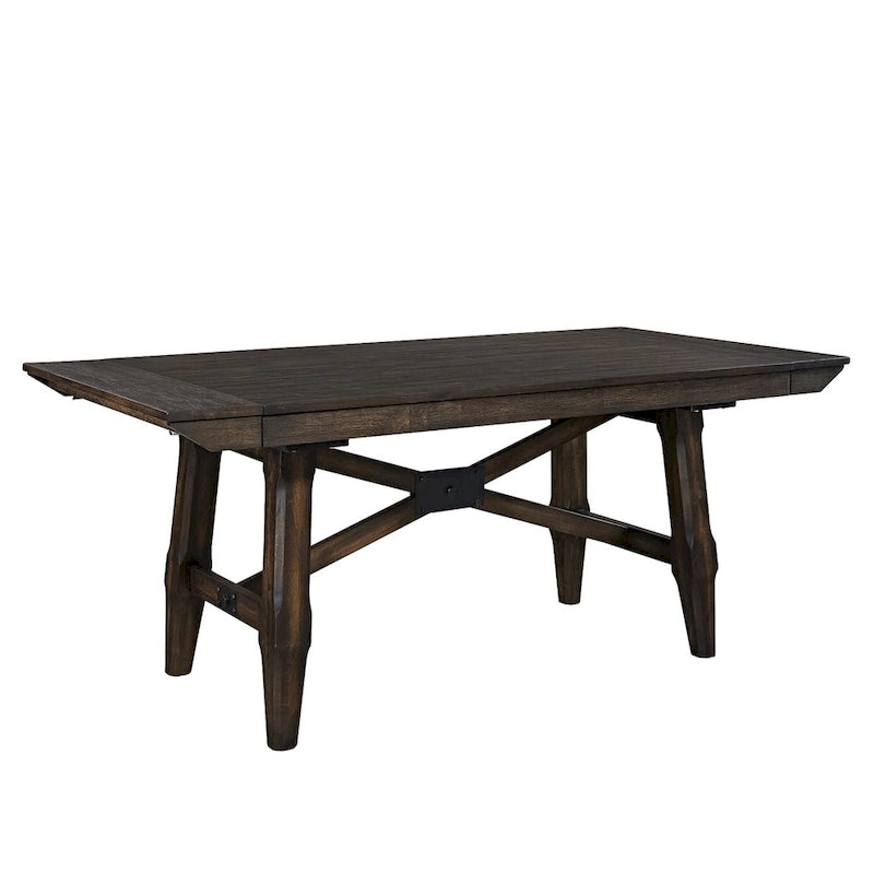 Ensemble table et tréteaux Châtaigne Foncée Double Pont