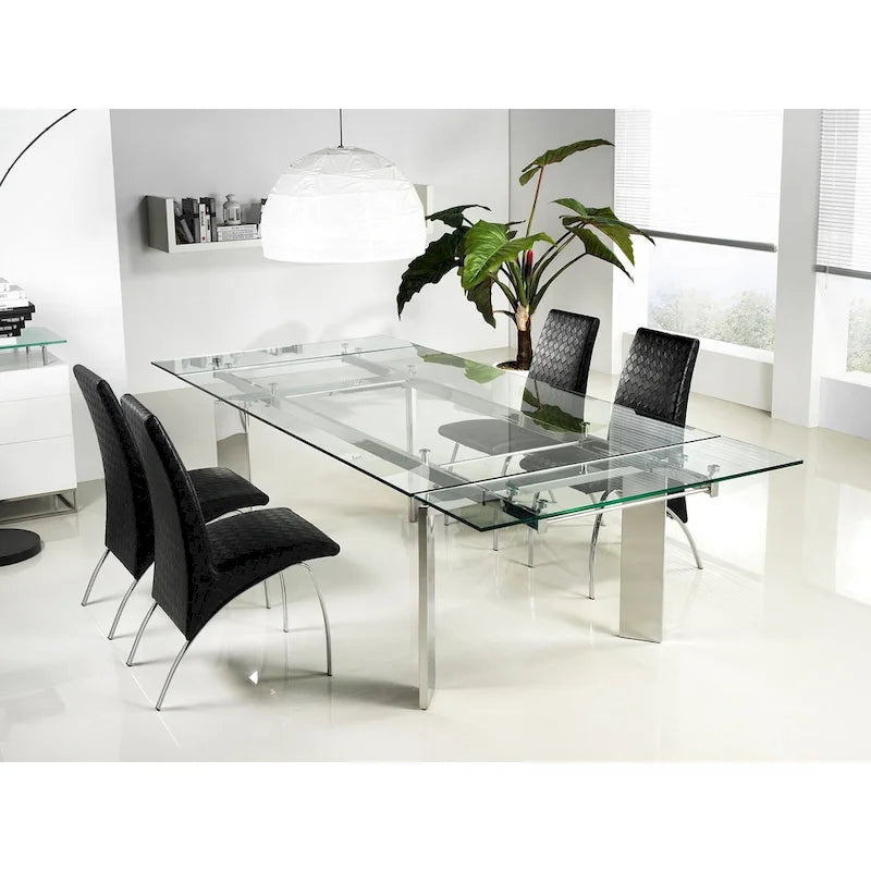Table à manger extensible en verre