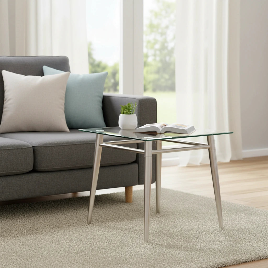 Mid Century Brooklyn Square Top Glass End Table
