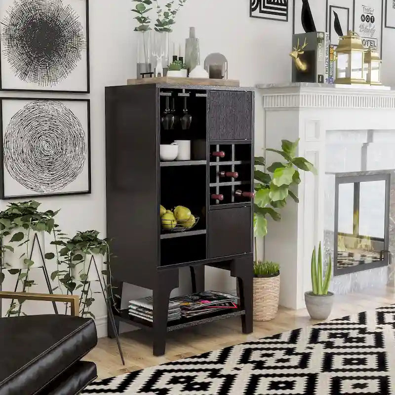 Vaisselier contemporain 4 étagères avec casier à vin