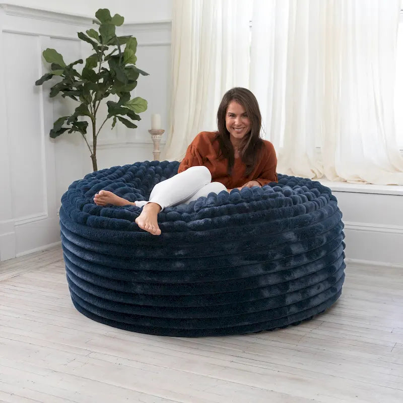 Grand pouf de 5 pieds en fausse fourrure avec housse amovible pour adultes