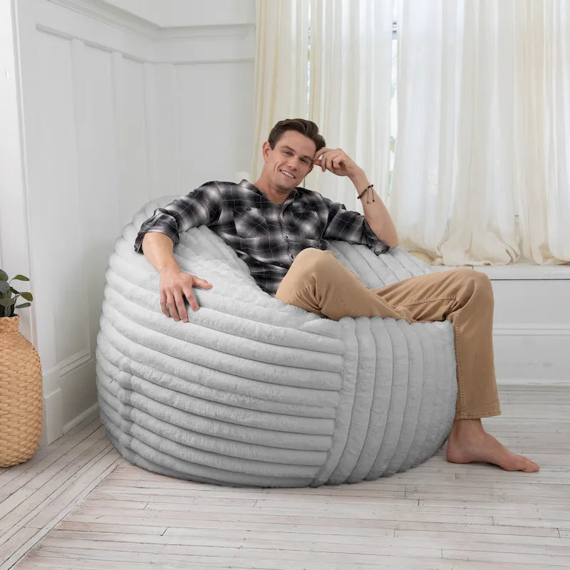Grand pouf de 5 pieds en fausse fourrure avec housse amovible pour adultes