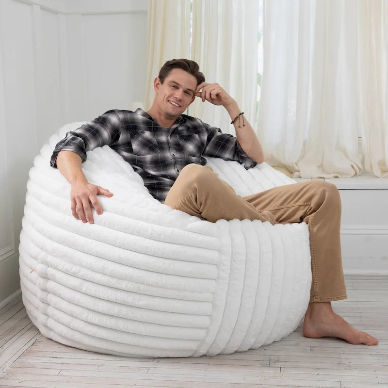 Grand pouf de 5 pieds en fausse fourrure avec housse amovible pour adultes