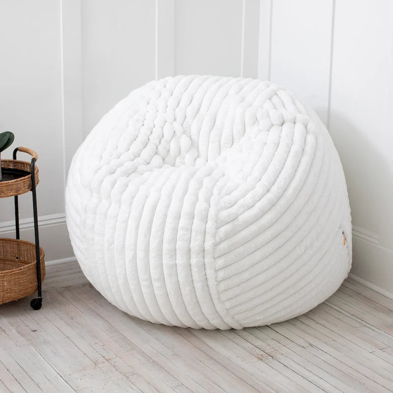 Grand pouf de 5 pieds en fausse fourrure avec housse amovible pour adultes