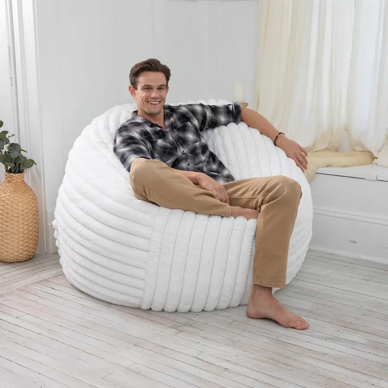 Grand pouf de 5 pieds en fausse fourrure avec housse amovible pour adultes