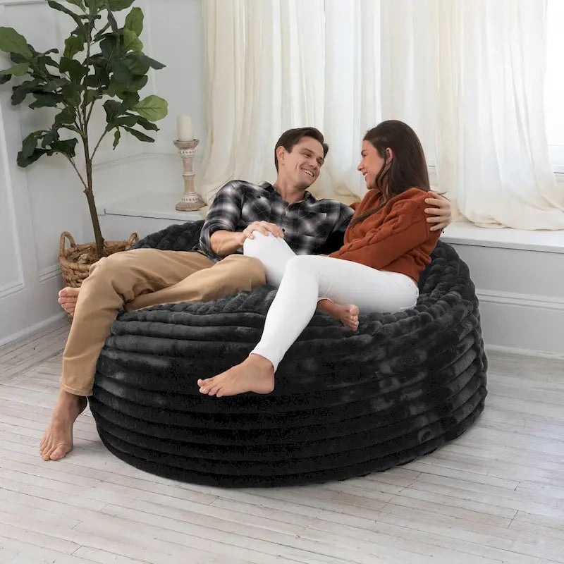 Grand pouf de 5 pieds en fausse fourrure avec housse amovible pour adultes