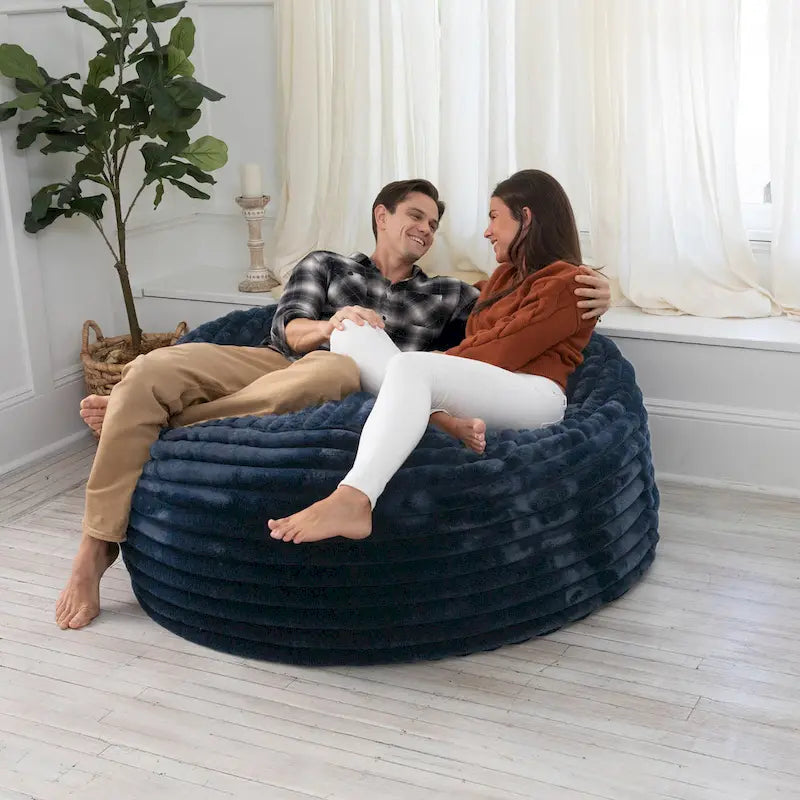Grand pouf de 5 pieds en fausse fourrure avec housse amovible pour adultes